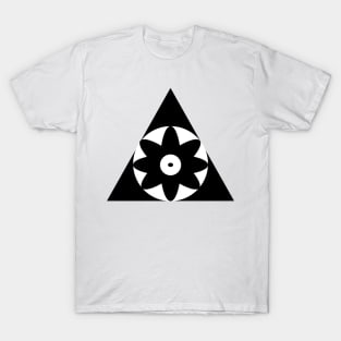 Black and white flower within Triangle T-Shirt